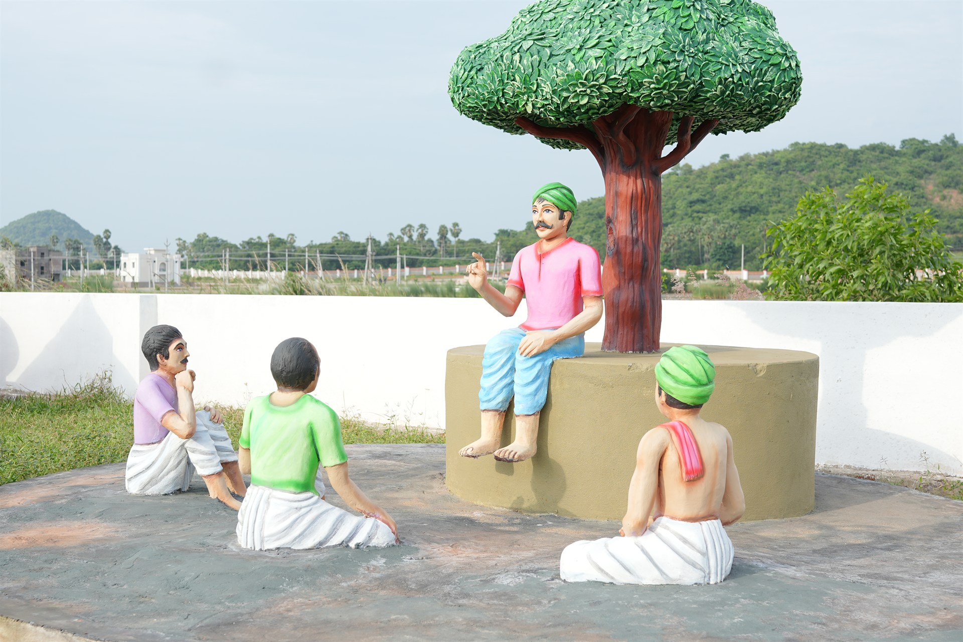 Village Stone Well & Water Carriers