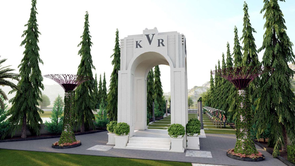Monumental KVR Arch Flanked by Supertree Sculptures